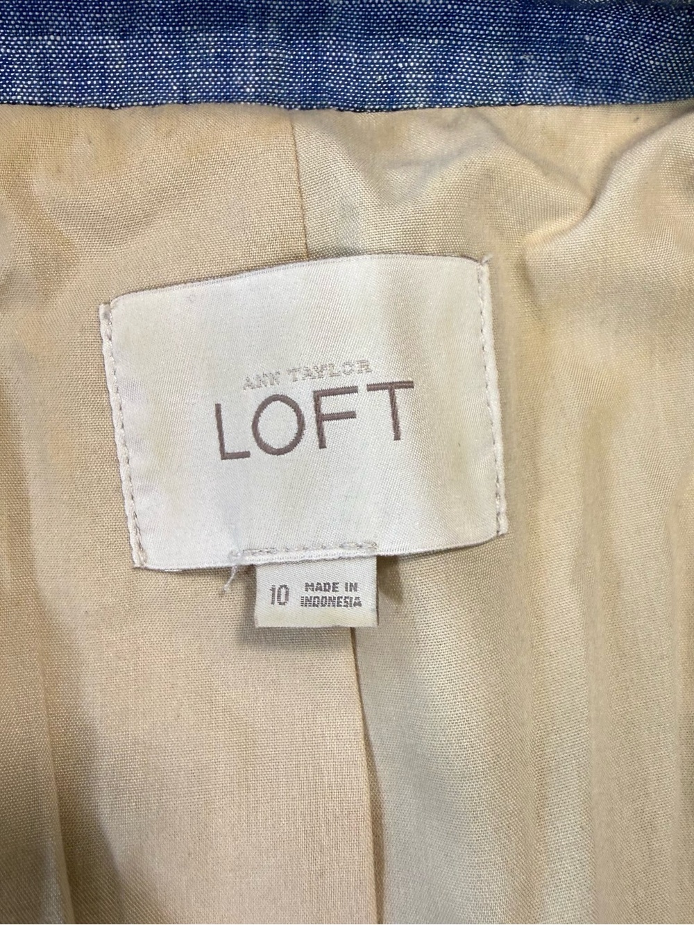 LOFT Linen Cotton Blend Light Blue Tailored Linen-Blend Blazer Size 10 - Picture 6 of 9